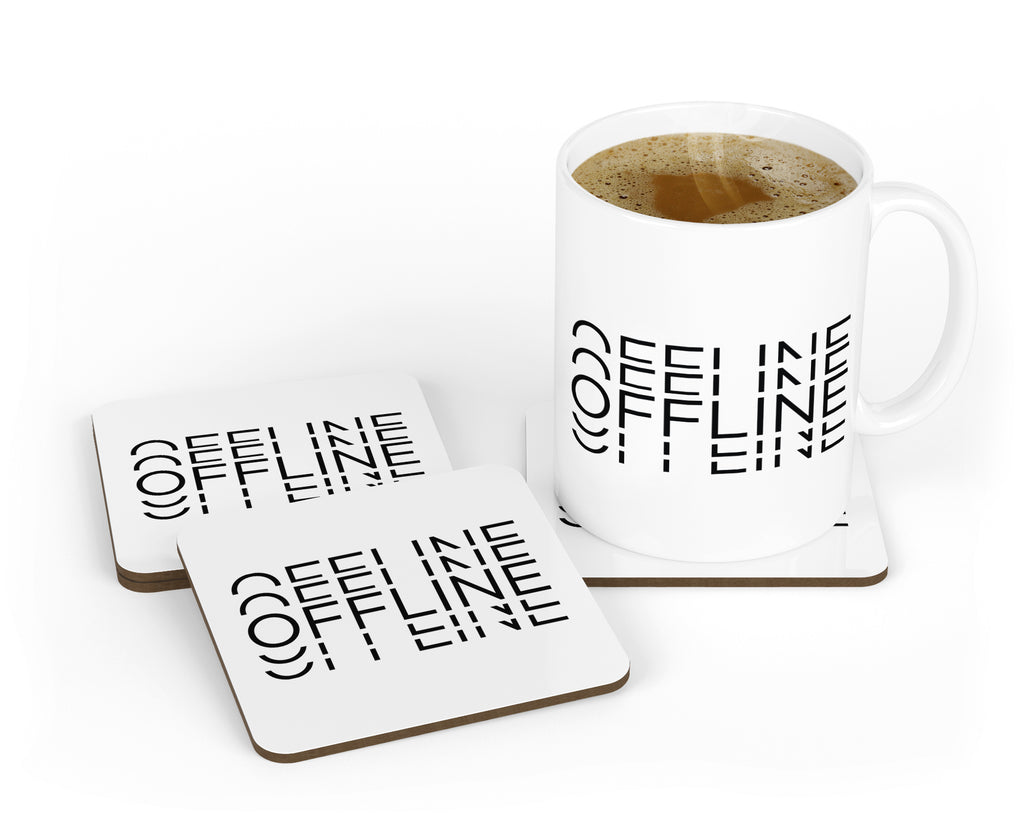 Funny Gamer Mug & Coaster Set – “Offline Mode” Gaming Gift for Him, Gamer Coffee Cup, Gaming Desk Accessories