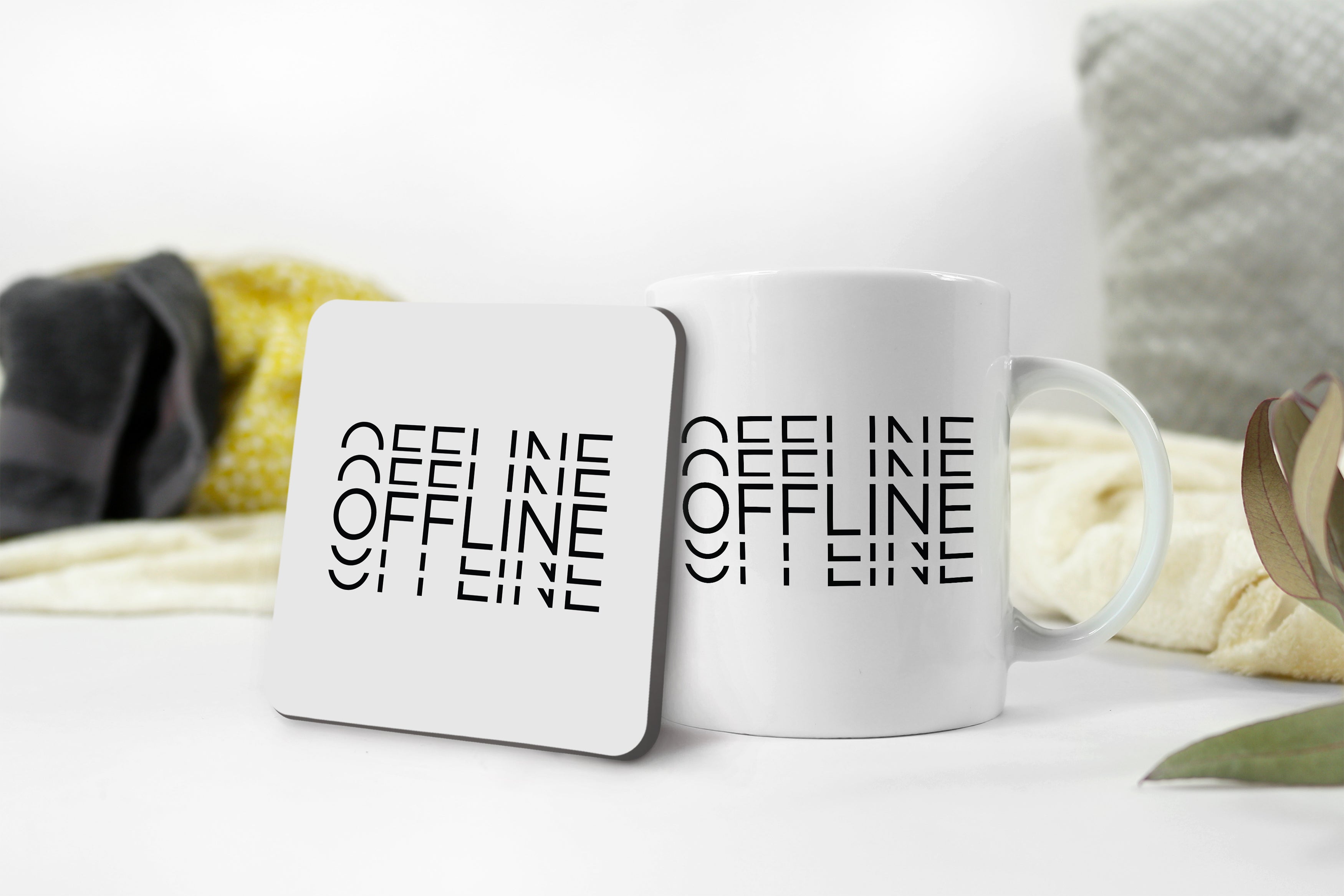 Funny Gamer Mug & Coaster Set – “Offline Mode” Gaming Gift for Him, Gamer Coffee Cup, Gaming Desk Accessories