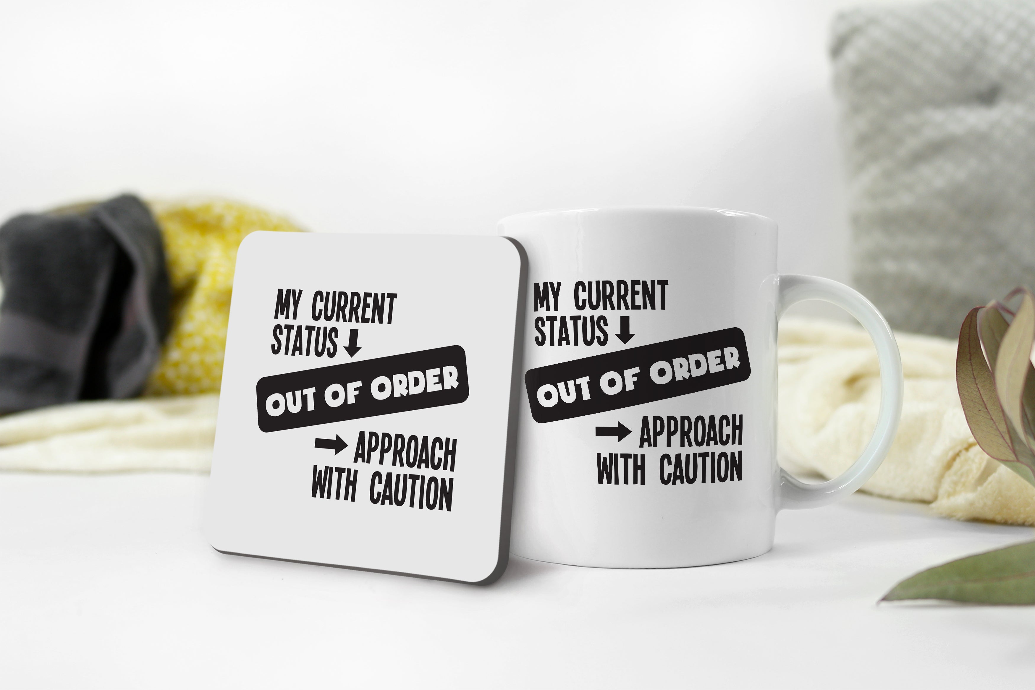 Out Of Order Mug & Coaster Set Funny Sarcastic Birthday Office Boss Coffee Gift