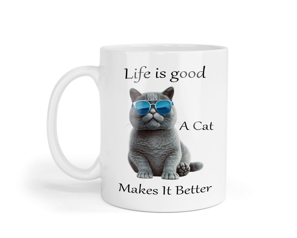 Life Is Better With a Cat Mug – Cute Cat Lover Gift, Funny Coffee Cup for Cat Moms & Pet Lovers