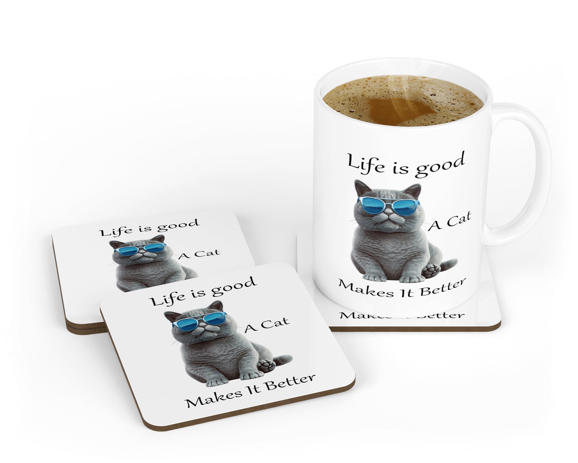 Life Is Better With a Cat Mug – Cute Cat Lover Gift, Funny Coffee Cup for Cat Moms & Pet Lovers