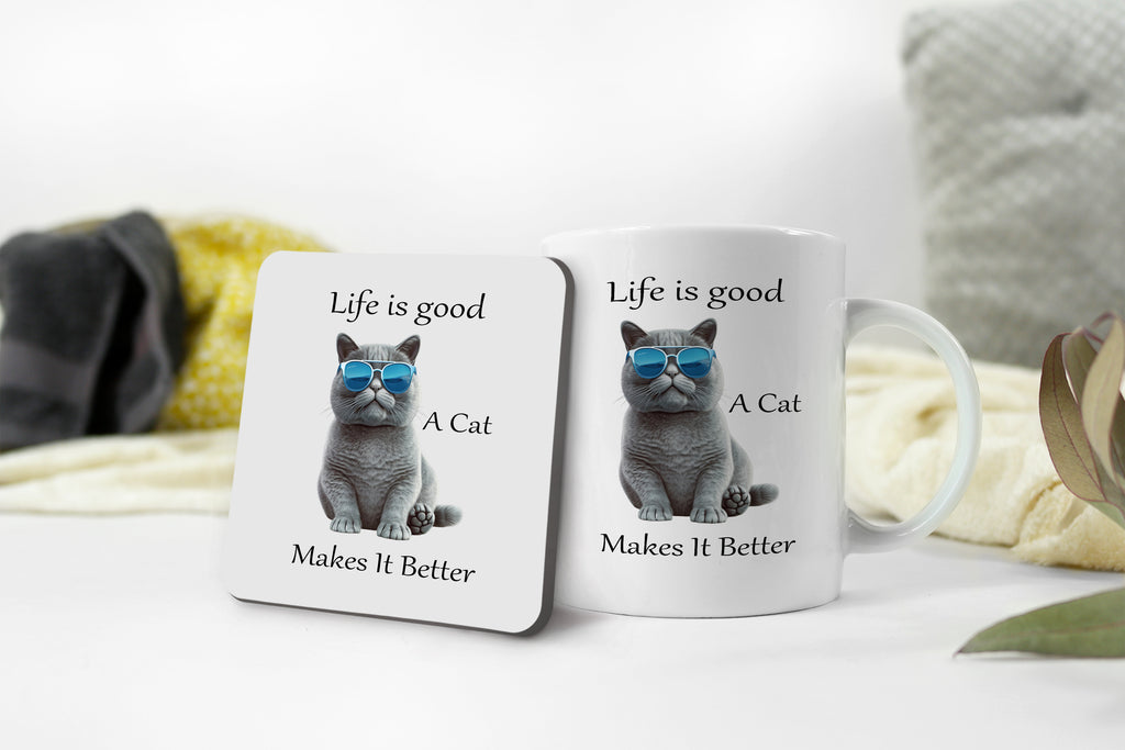 Life Is Better With a Cat Mug – Cute Cat Lover Gift, Funny Coffee Cup for Cat Moms & Pet Lovers