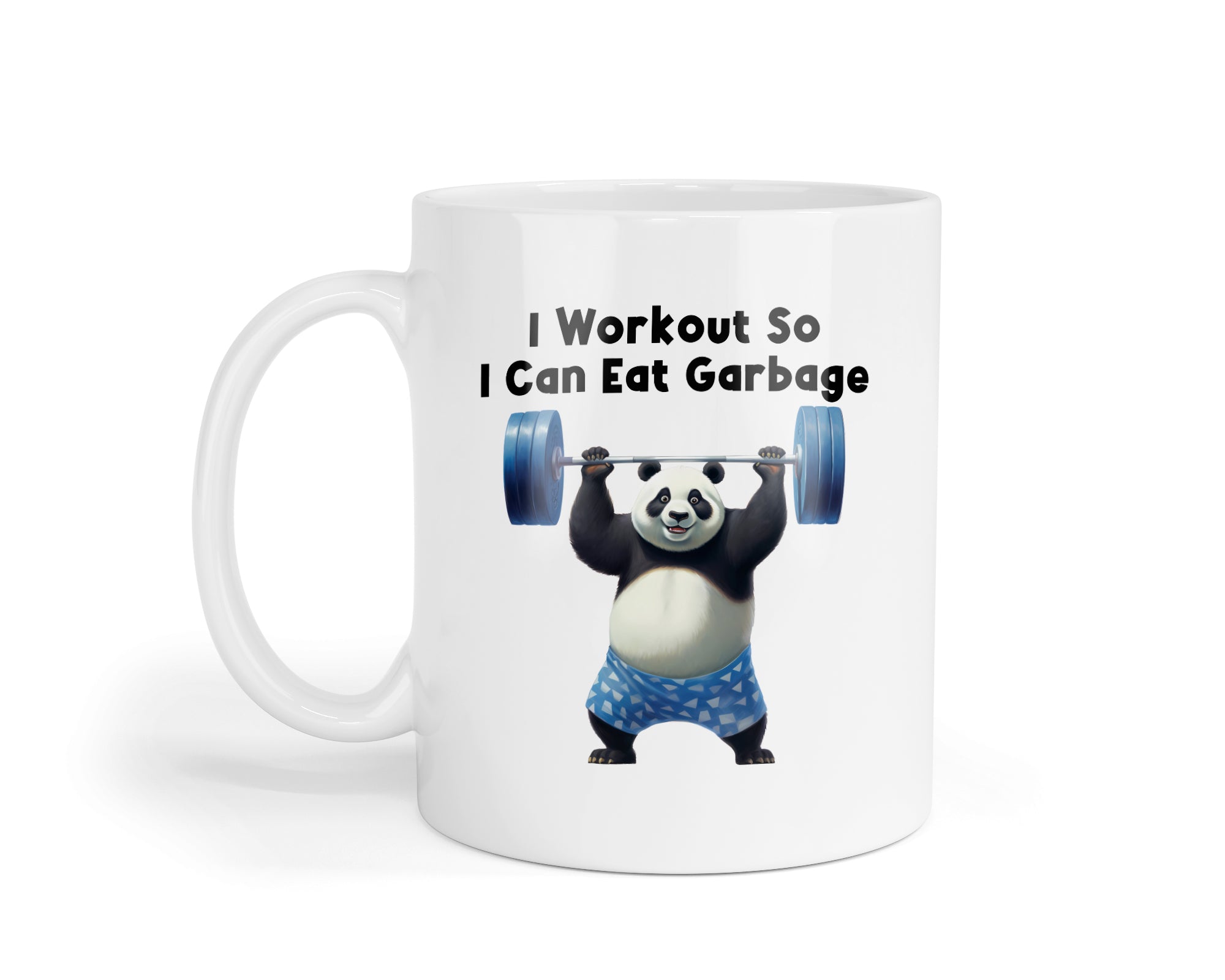 I Workout So I Can Eat Garbage" Funny Raccoon Mug – Gym Humor Coffee Cup | Fitness Gift