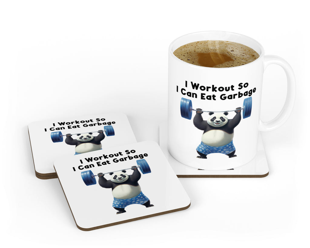 I Workout So I Can Eat Garbage" Funny Raccoon Mug – Gym Humor Coffee Cup | Fitness Gift