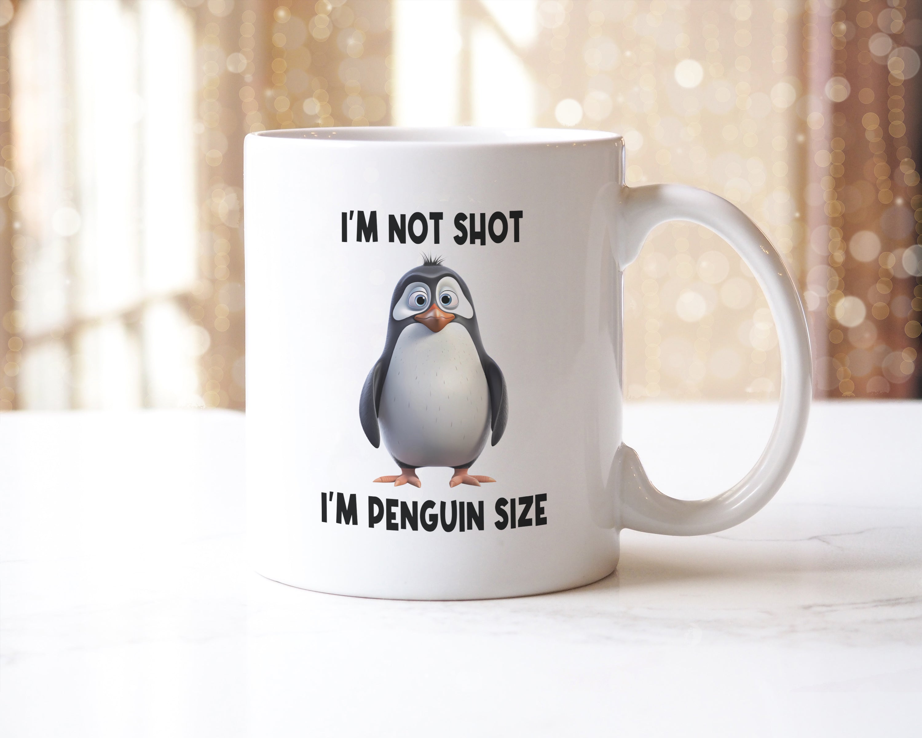 I Am Not Short, I Am Penguin Size - Funny Penguin Mug & Coaster Set | Cute Short People Gift