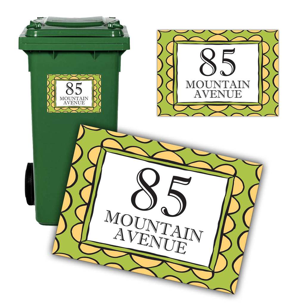 Custom Wheelie Bin Address Decal - Personalised House Number & Street Name Sticker | Waterproof Vinyl Bin Label