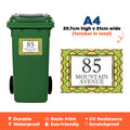Custom Wheelie Bin Address Decal - Personalised House Number & Street Name Sticker | Waterproof Vinyl Bin Label