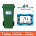 A4 Custom Wheelie Bin Address Sticker - Personalised House Number & Street Name Vinyl Decal | Large Waterproof Bin Label