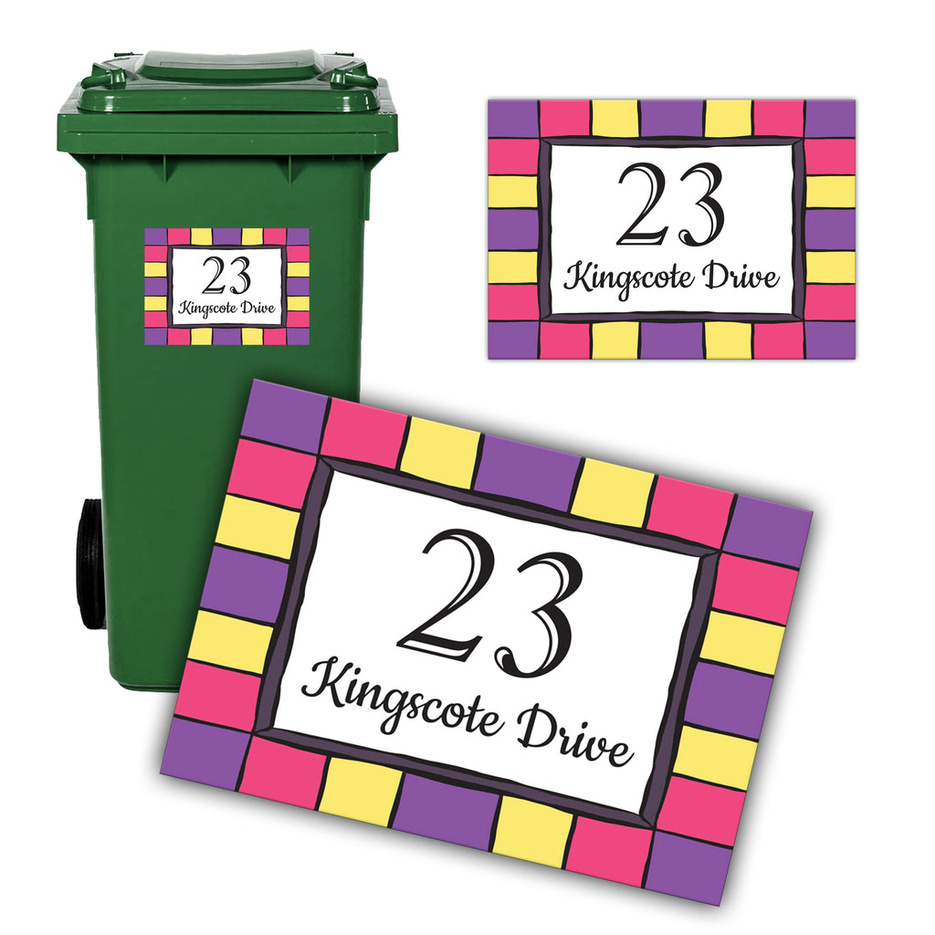 A4 Personalised Wheelie Bin Name Sticker - Custom Name & House Number Vinyl Decal | Large Waterproof Bin Label