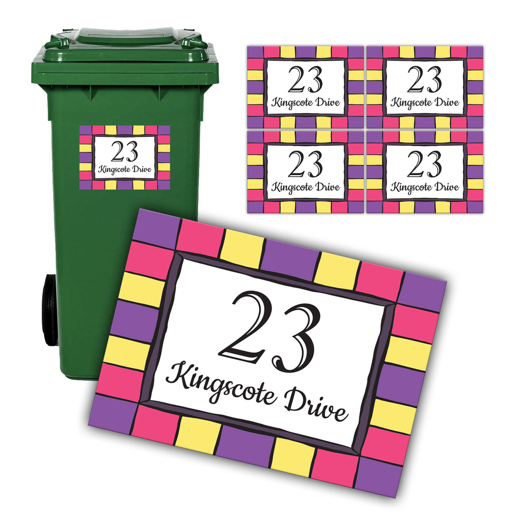 A4 Personalised Wheelie Bin Name Sticker - Custom Name & House Number Vinyl Decal | Large Waterproof Bin Label