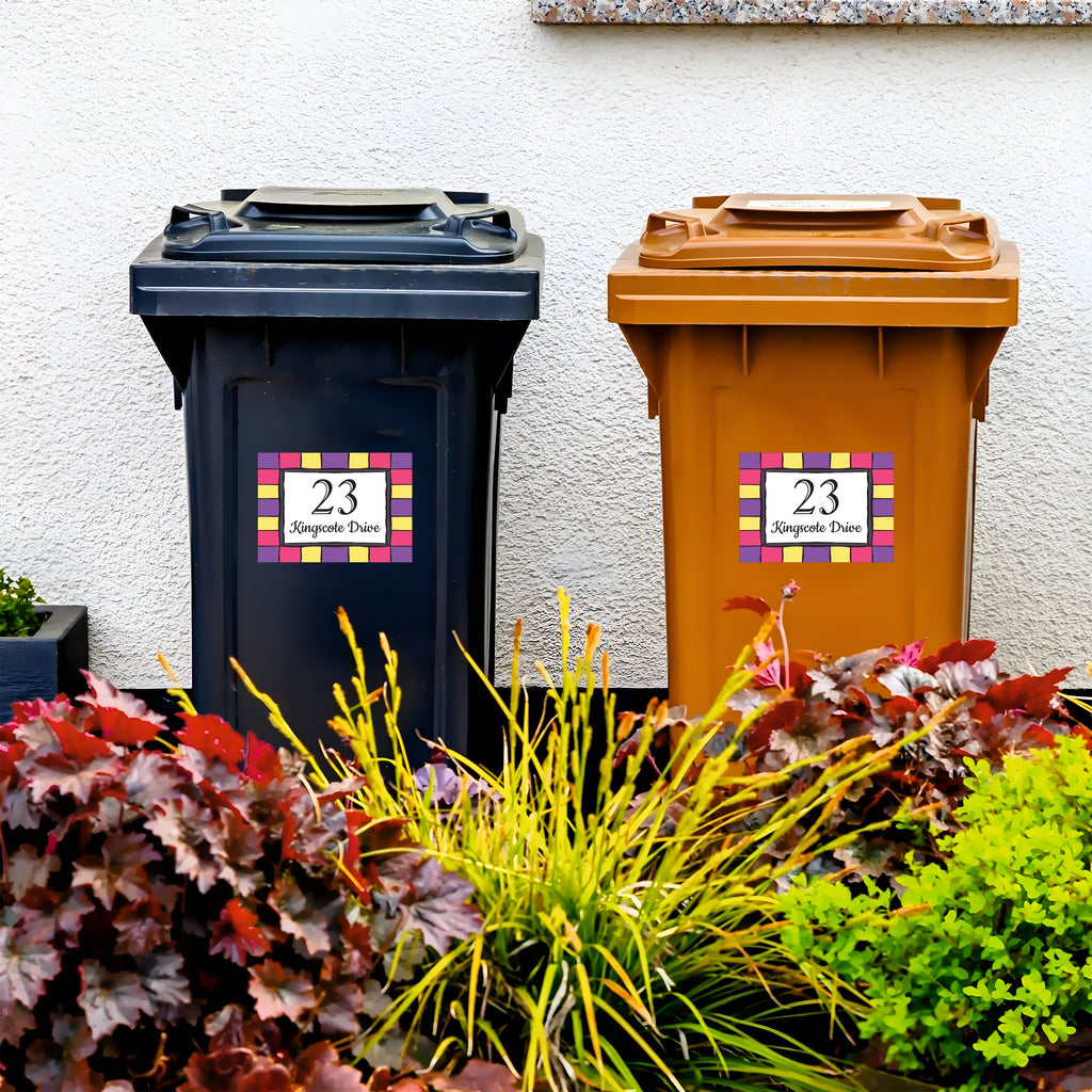 A4 Personalised Wheelie Bin Name Sticker - Custom Name & House Number Vinyl Decal | Large Waterproof Bin Label