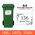 A4 Personalised Wheelie Bin Sticker - Custom House Number & Street Name Label | Large Weatherproof Vinyl Decal
