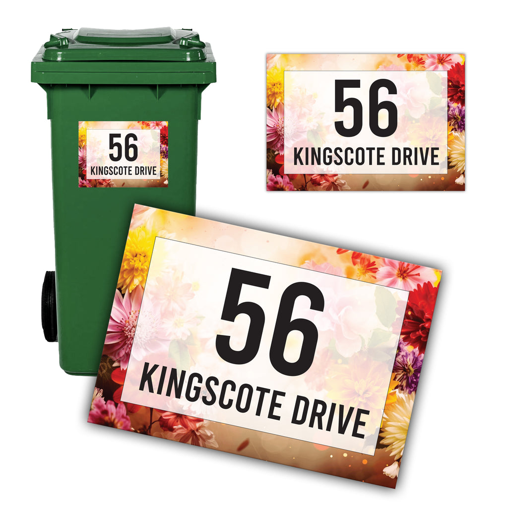 A4 Personalised Wheelie Bin Sticker - Custom House Number & Street Name Vinyl Decal | Large Weatherproof Address Label