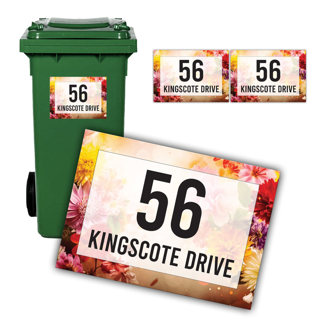 A4 Personalised Wheelie Bin Sticker - Custom House Number & Street Name Vinyl Decal | Large Weatherproof Address Label