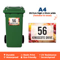A4 Personalised Wheelie Bin Sticker - Custom House Number & Street Name Vinyl Decal | Large Weatherproof Address Label