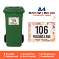 A4 Personalised Floral Wheelie Bin Sticker - Custom House Number & Name Label | Large Pretty Weatherproof Vinyl Decal