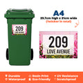 A4 Custom Wheelie Bin Sticker - Personalised House Number & Street Name Label | Large Weatherproof Vinyl Decal