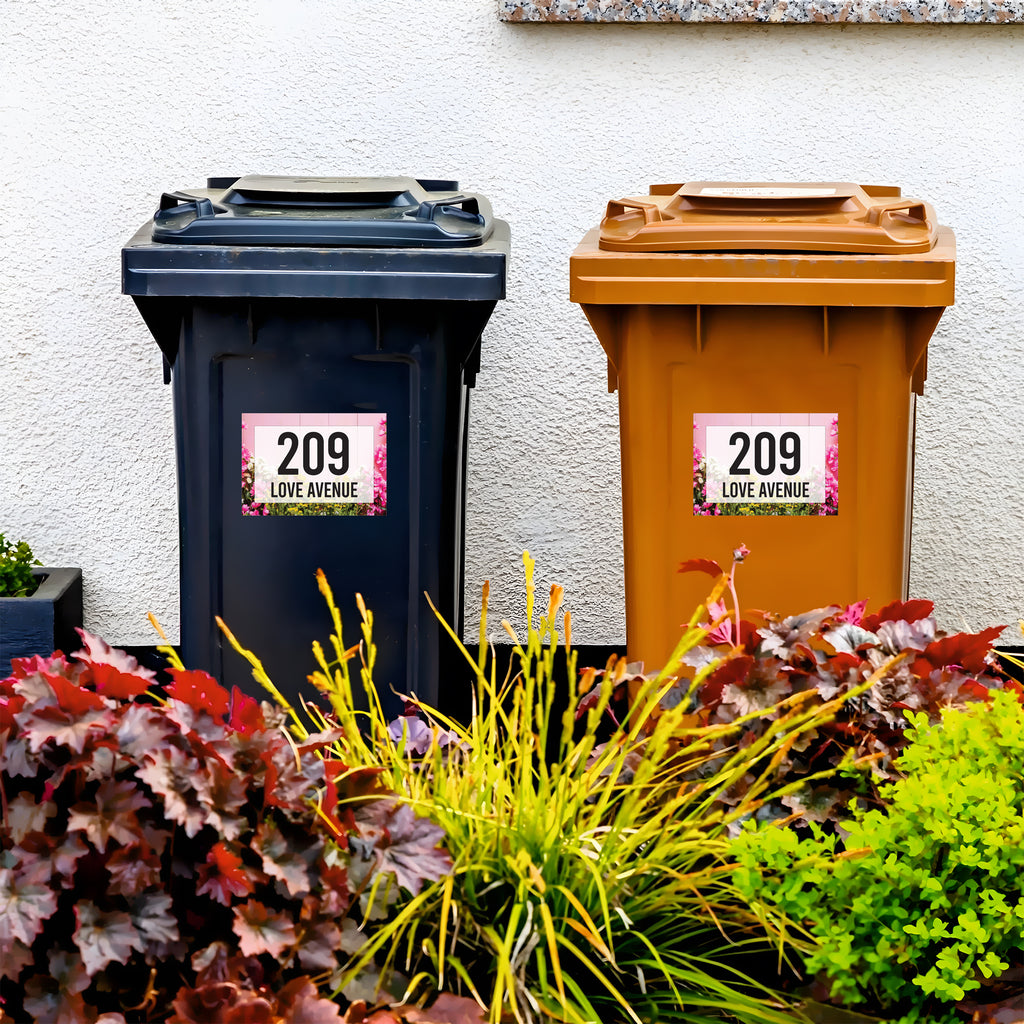 A4 Custom Wheelie Bin Sticker - Personalised House Number & Street Name Label | Large Weatherproof Vinyl Decal