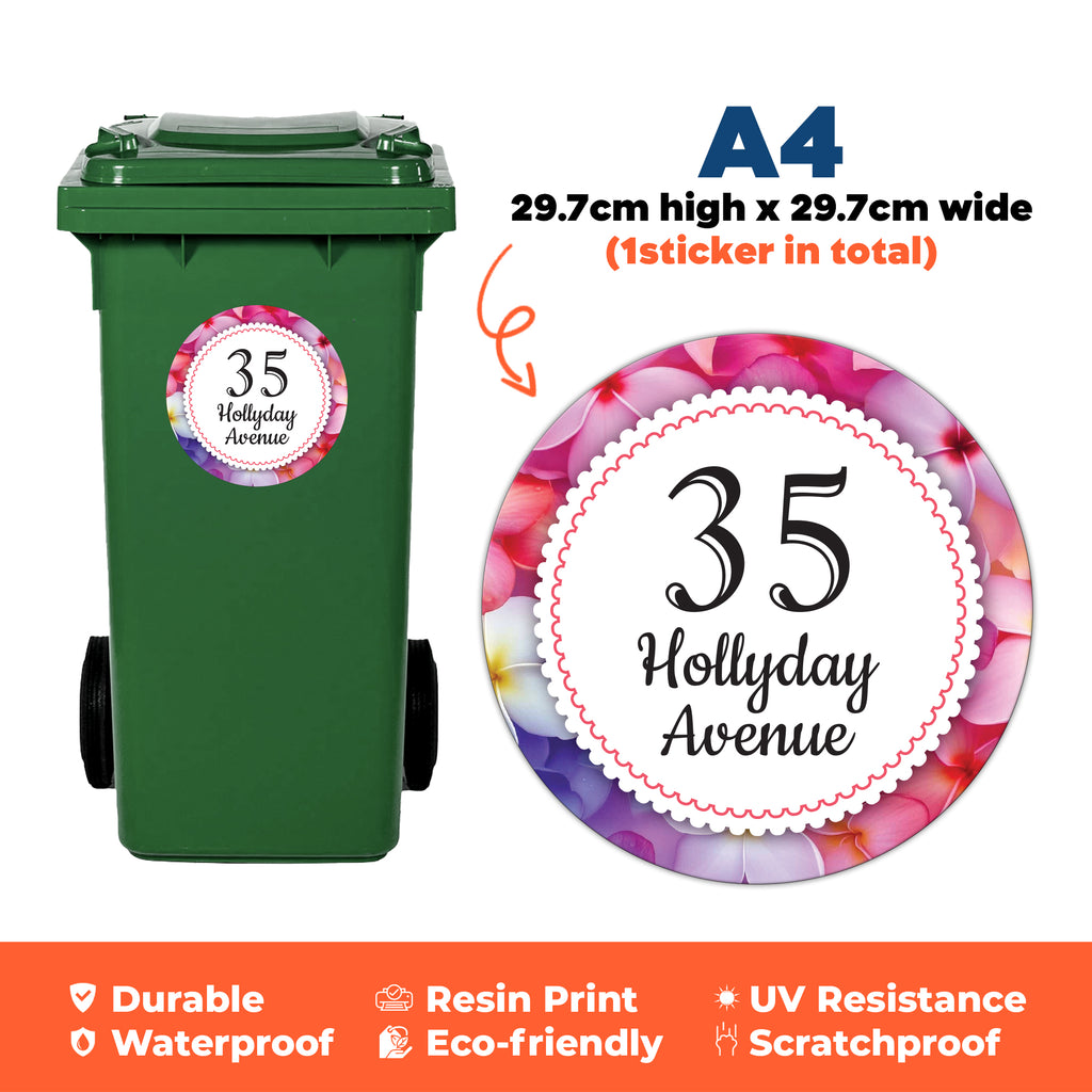 A4 Personalised Wheelie Bin Sticker - Custom Name & House Number Label | Large Weatherproof Vinyl Decal (UK)