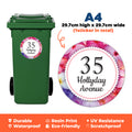 A4 Personalised Wheelie Bin Sticker - Custom Name & House Number Label | Large Weatherproof Vinyl Decal (UK)