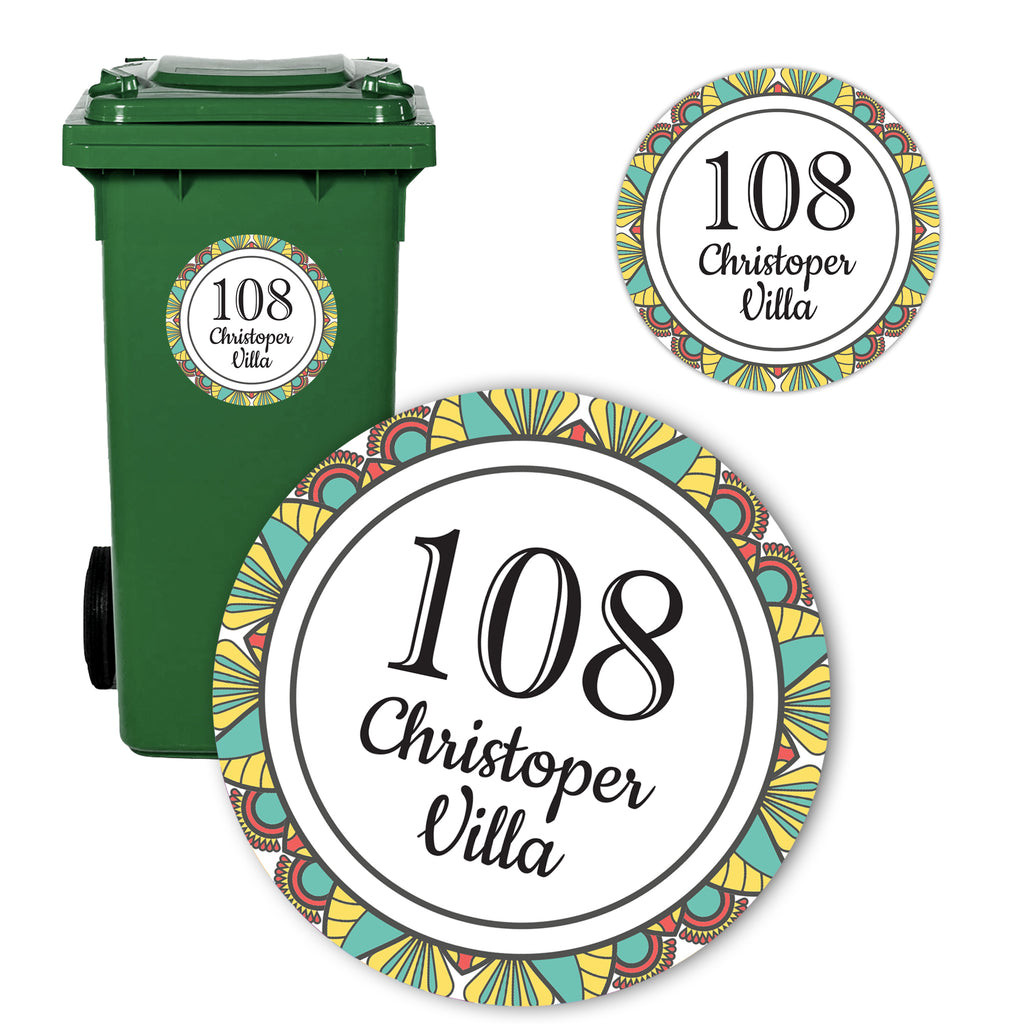 A4 Personalised Recycling Bin Sticker - Custom House Number & Name Label | Large Weatherproof Vinyl Decal