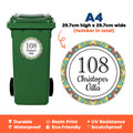 A4 Personalised Recycling Bin Sticker - Custom House Number & Name Label | Large Weatherproof Vinyl Decal
